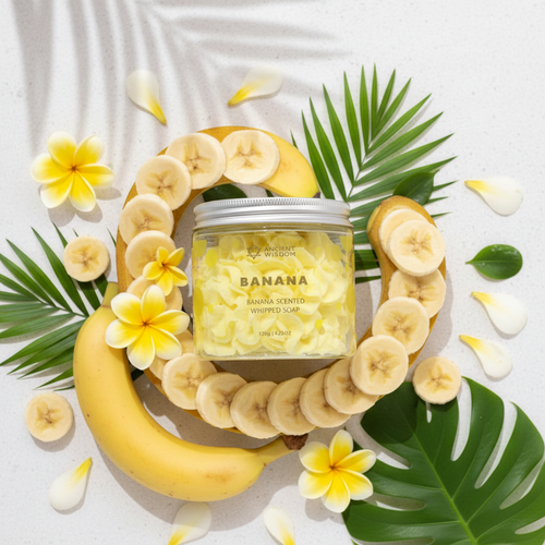 Banana Whipped Soap overhead close-up