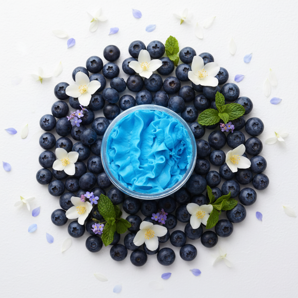 Blueberry Whipped Soap overhead close-up