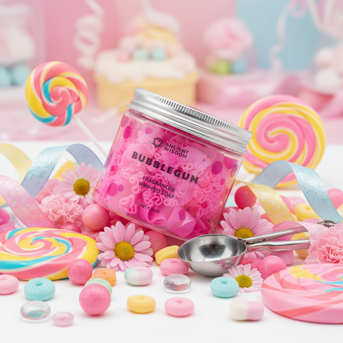 Bubblegum Whipped Soap nostalgic angled close-up