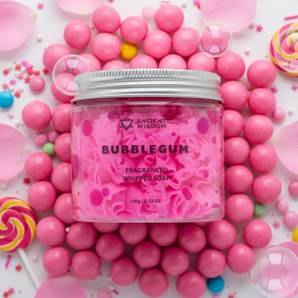 Bubblegum Whipped Soap overhead fun close-up