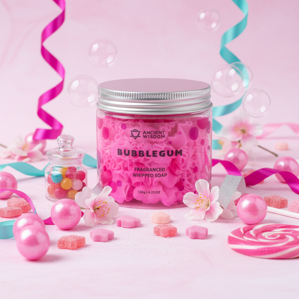 Bubblegum Whipped Soap playful close-up