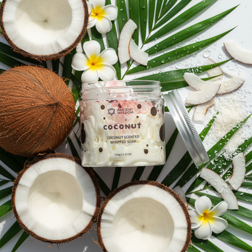 Coconut Whipped Soap overhead paradise close-up