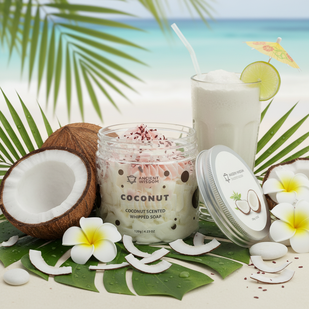 Coconut Whipped Soap serene angled close-up