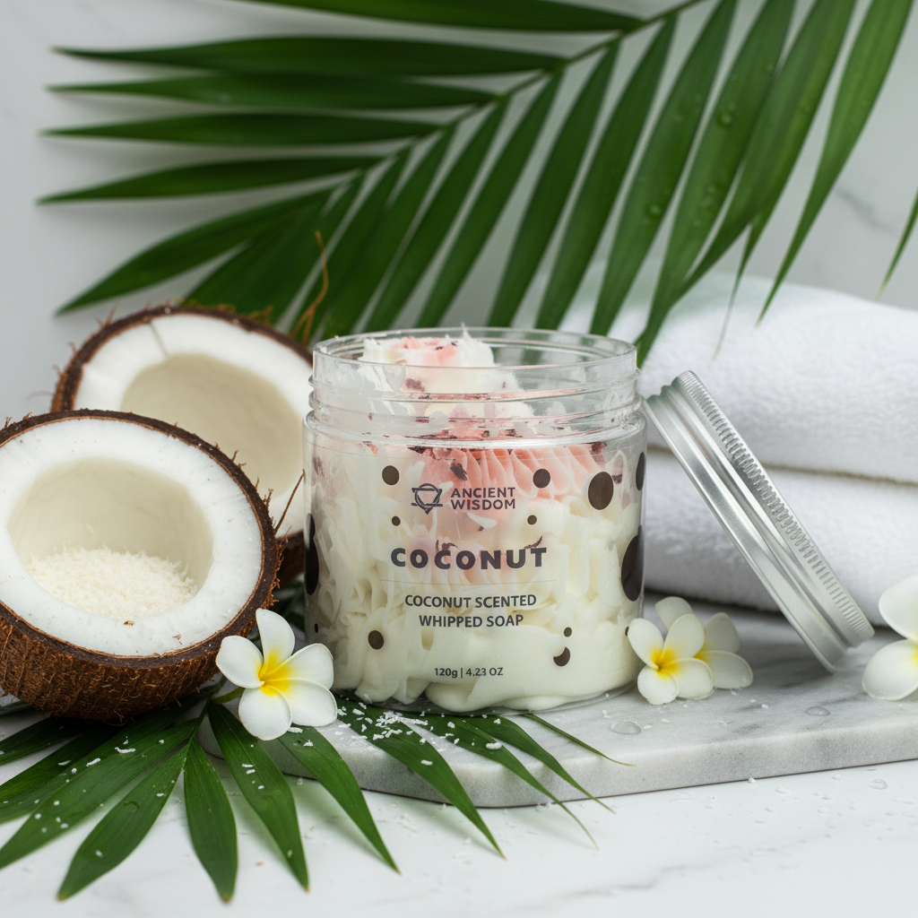 Coconut Whipped Soap tropical close-up