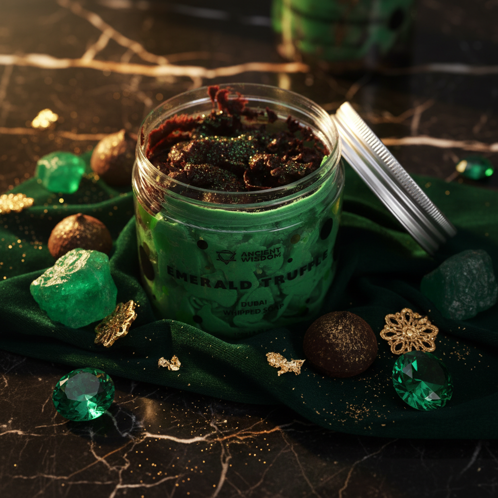 Dubai Emerald Truffle Whipped Soap opulent close-up