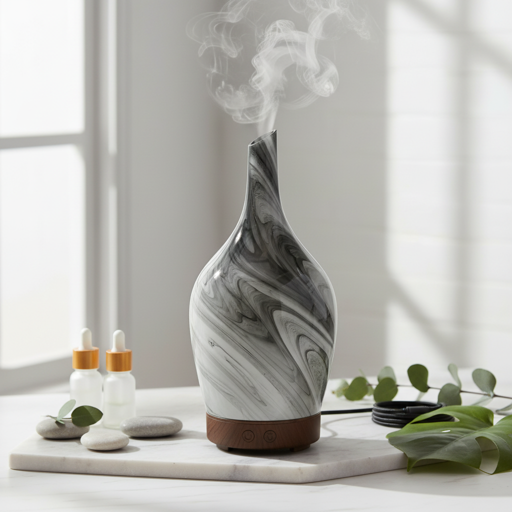 Glass Abstract Grey USB Aroma Atomiser modern close-up
