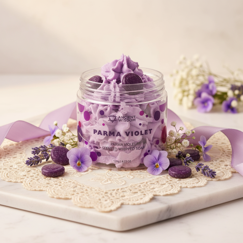 Parma Violet Whipped Soap nostalgic close-up