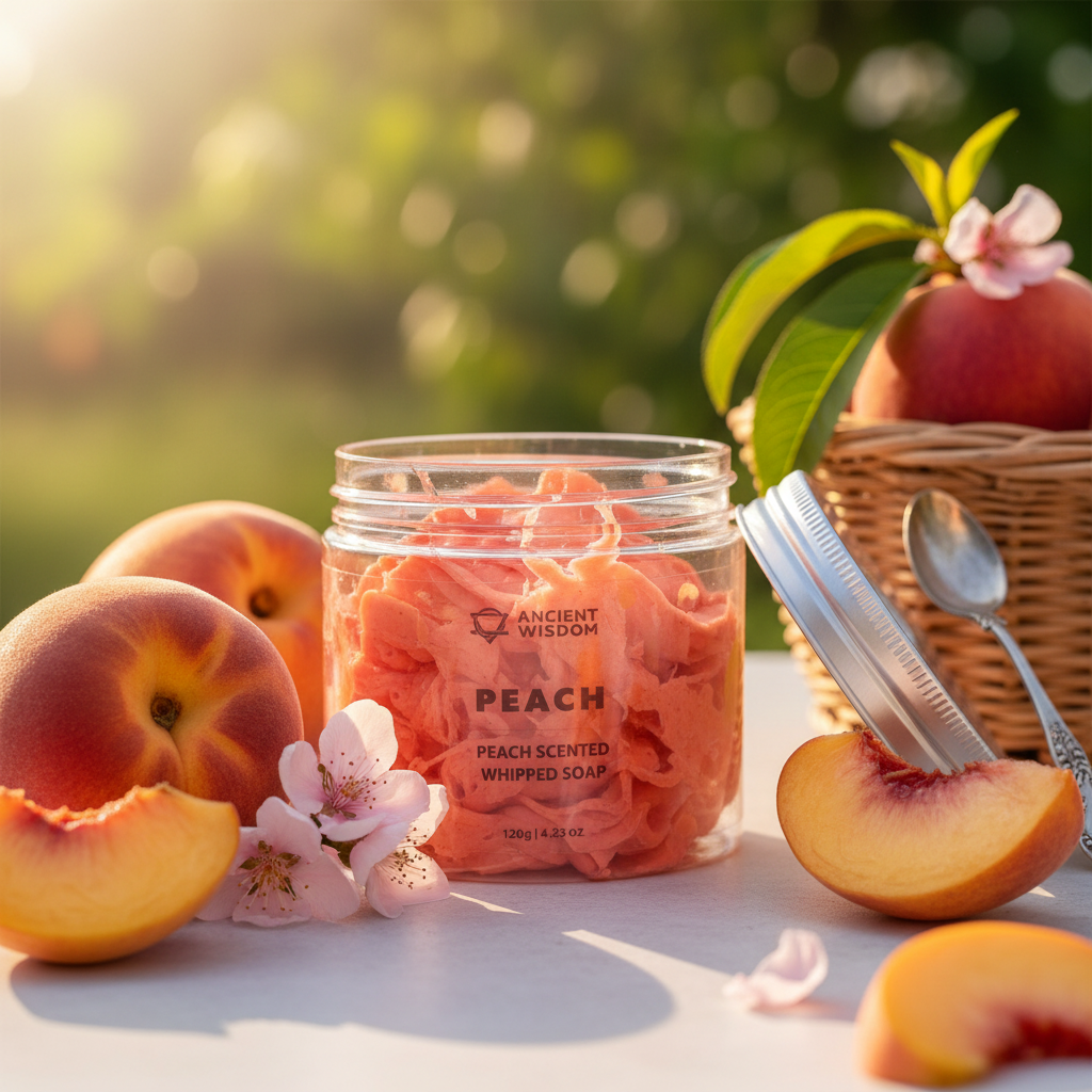Peach Whipped Soap golden angled close-up