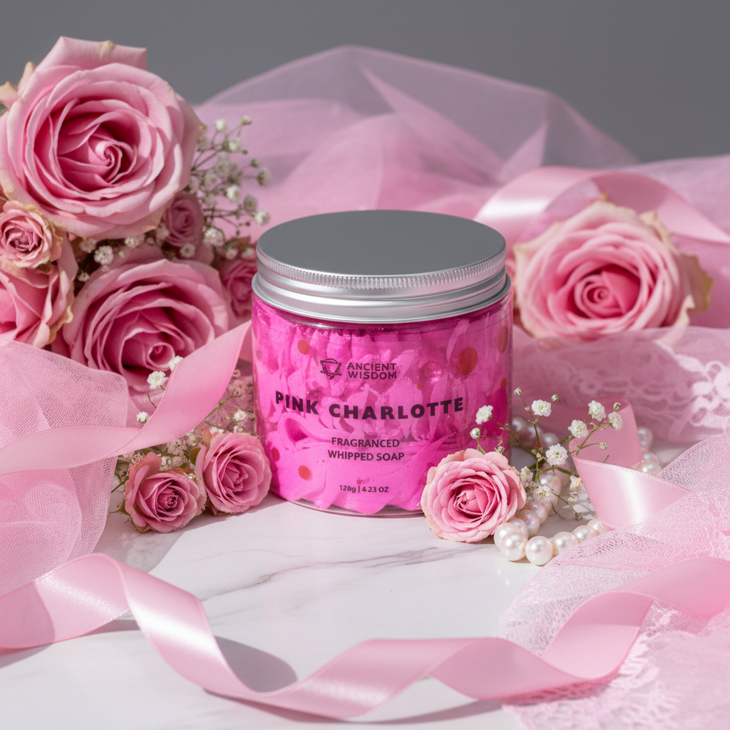 Pink Charlotte Whipped Soap elegant close-up