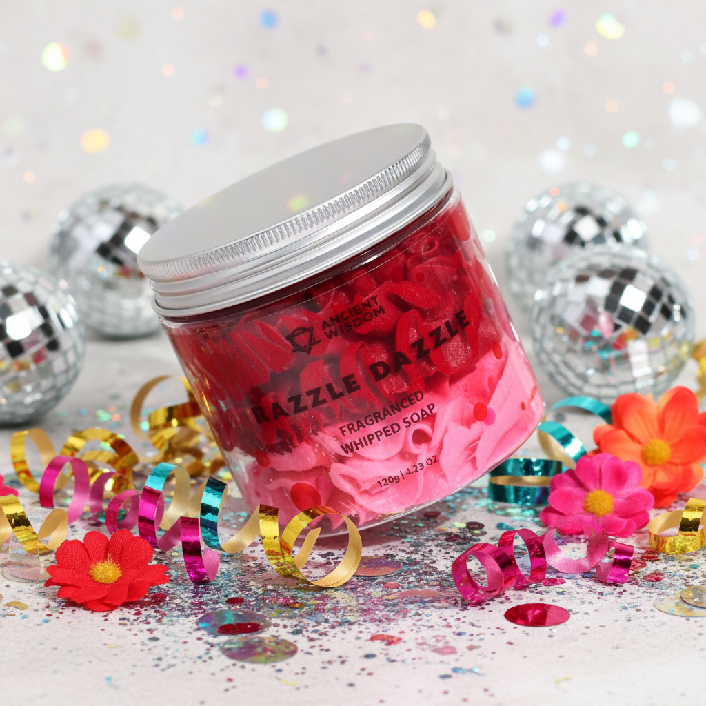 Razzle Dazzle Whipped Soap sparkling angled close-up