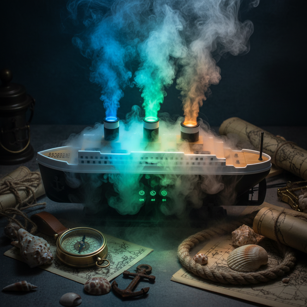 Ship Model Puff Effect Aroma Diffuser overhead captivating close-up